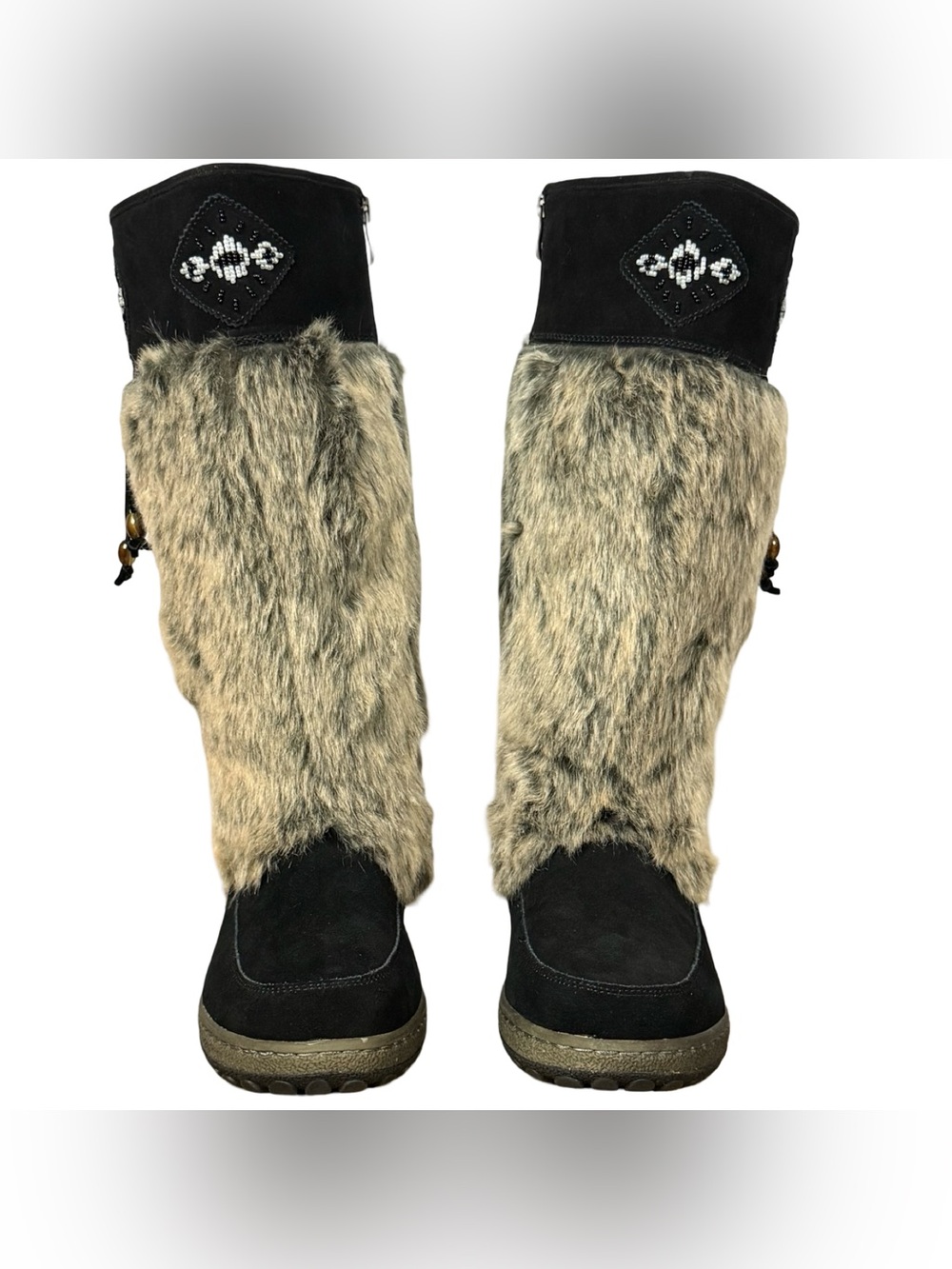 Wanderlust Nika Women's Black Suede Faux Fur Winter Snow Boots Size 11